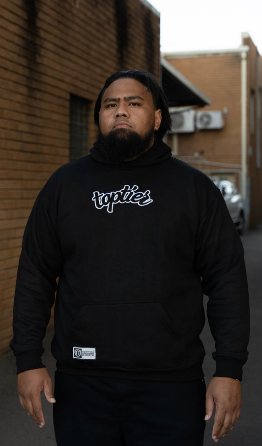 BLACK HOODIE W/ SILVER PRINT